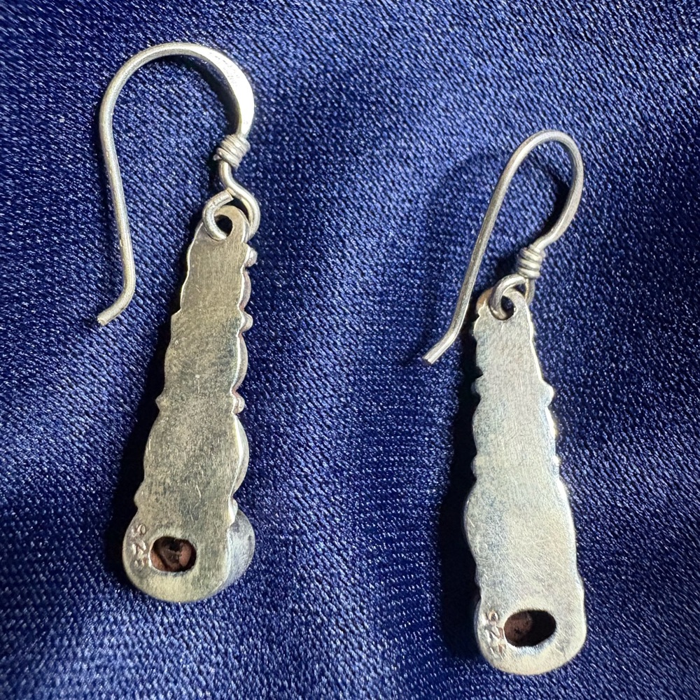 Earrings 925 Sterling Silver Dangle Garnet Gemstone Delicate Dainty - Picture 3 of 5